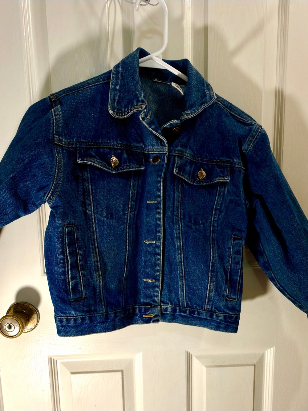 Kids Classic Dark Blue Denim Jacket with Cuddly Bear Tapestry
